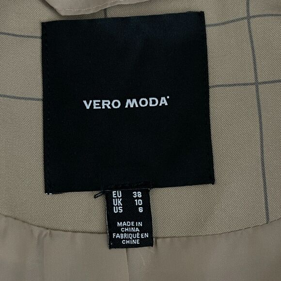 Vero Moda Long Sleeve Plaid Check Blazer Women's Size 6 - Picture 3 of 6